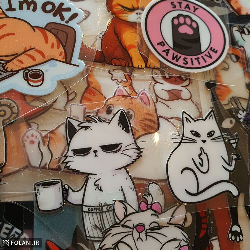 پک ۴0 عددی برچسب طرحهای گربه ای