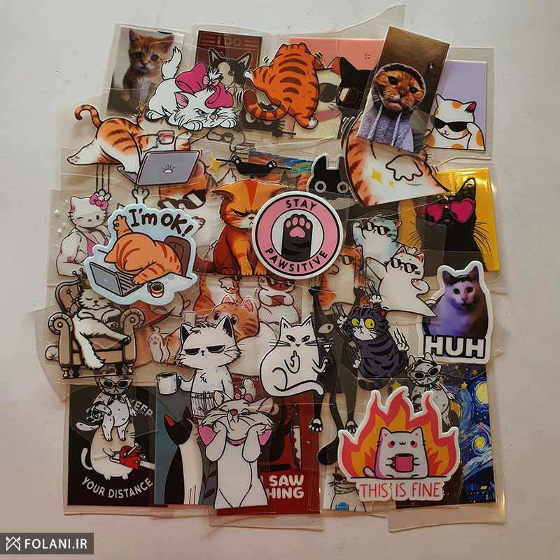 پک ۴0 عددی برچسب طرحهای گربه ای