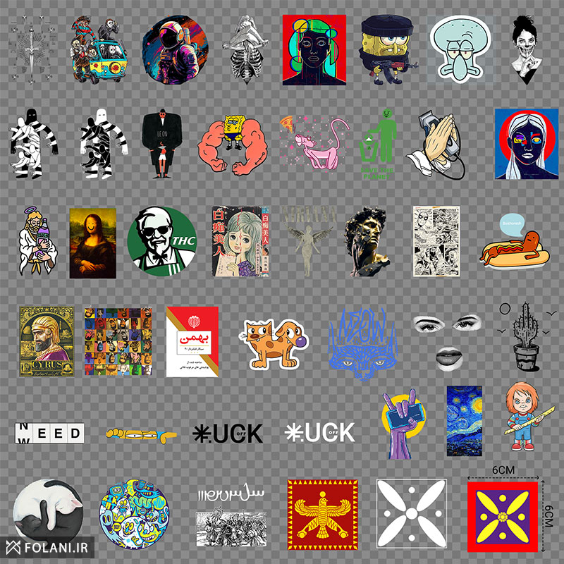 پک ۴۴ عددی برچسب طرح‌های خاص